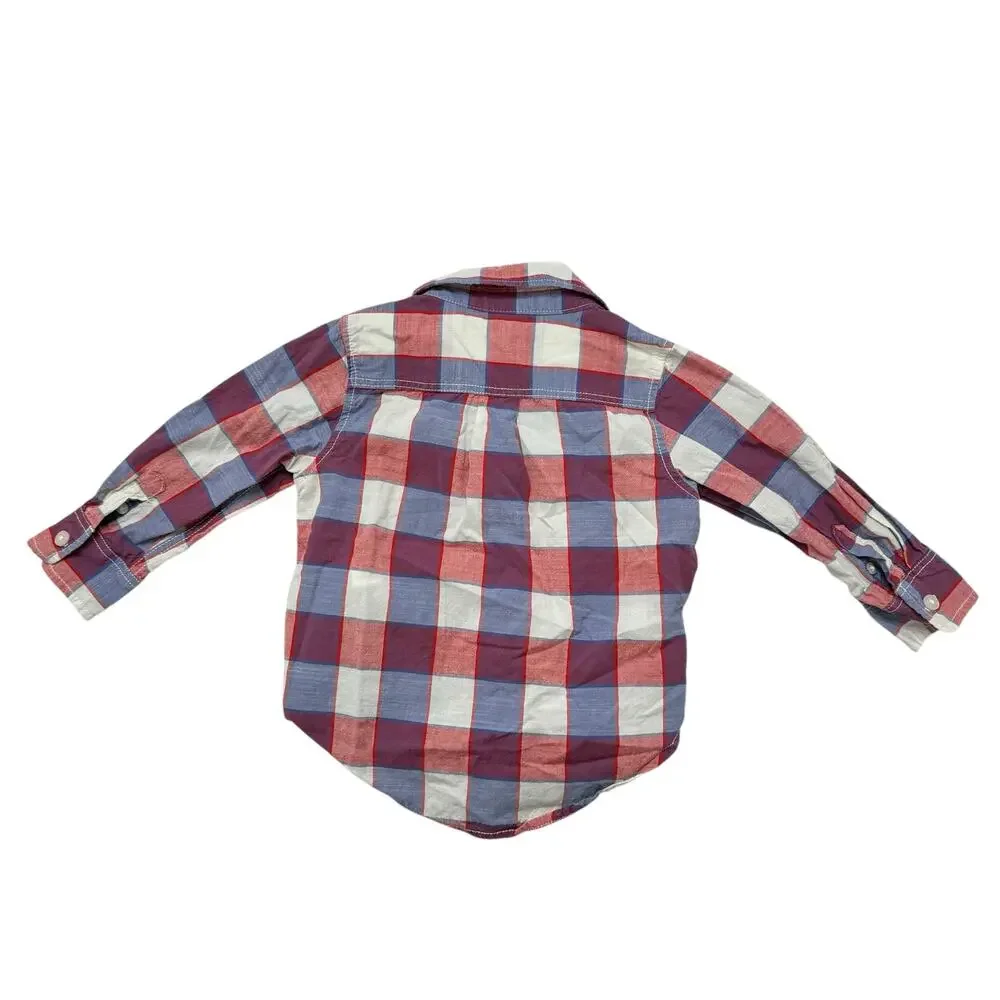 BABY GAP Plaid Button Up Shirt Lot 18-24 Months Blue Green Red Cotton Boys